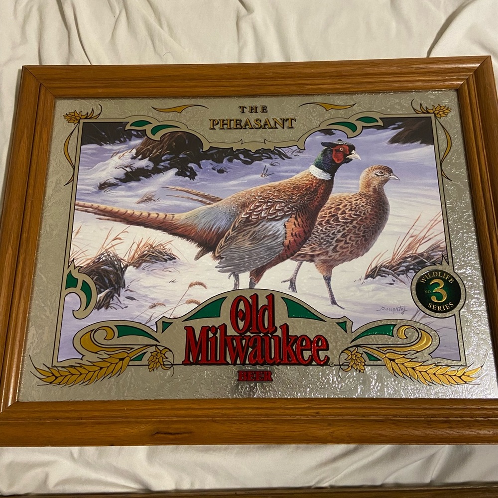 Vintage Old Milwaukee beer mirror wildlife series no. 3